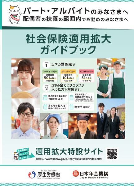 厚生労働省がホームページで公開している「社会保険適用拡大ガイドブック」の表紙