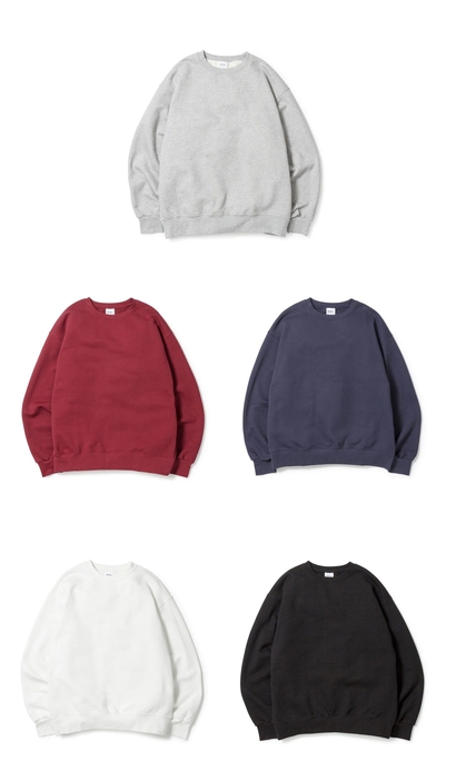 色展開はHEATHER GRAY / MAROON / NAVY / WHITE/ BLACK Heavy Crewneck Sweatshirt　11,000円（税込）