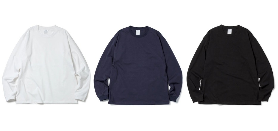 色展開はWHITE / NAVY / BLACK Heavy Crewneck Long Sleeve T-Shirt　5,500円（税込）