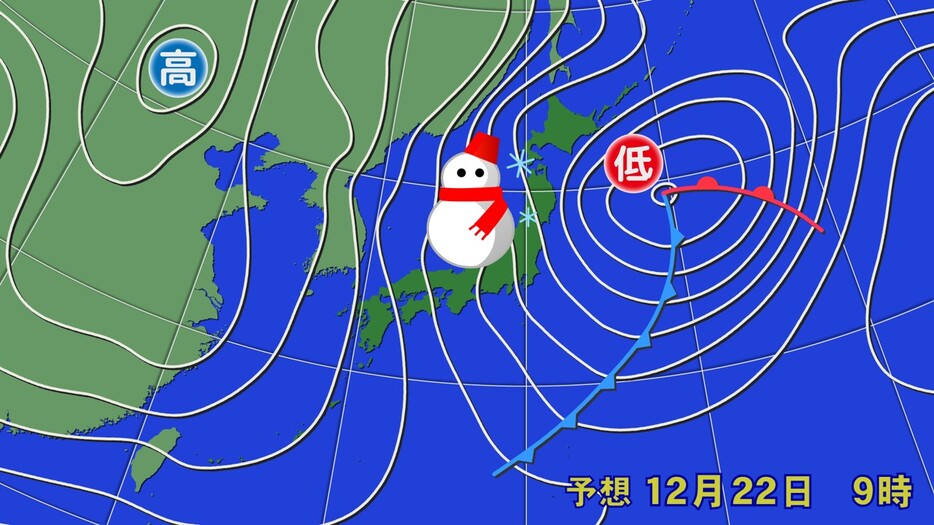 予想天気図(22日(日)午前9時)