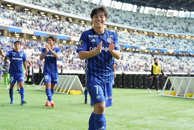 笑顔を見せる相馬。最終節で特大の歓喜を迎えられるか。（C）SOCCER DIGEST