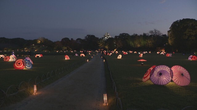 秋の幻想庭園　試験点灯の様子(2024年11月撮影)