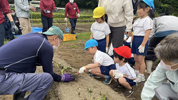 利用者も園児も毎年芋掘りを楽しみにしている