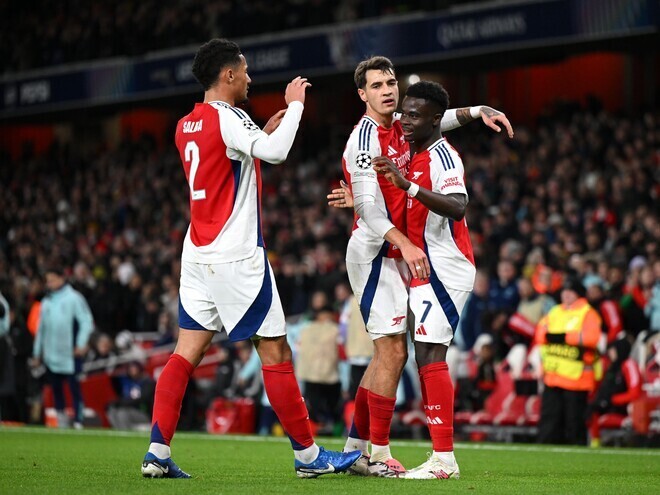 モナコを３－０で下したアーセナル。（C）Getty Images