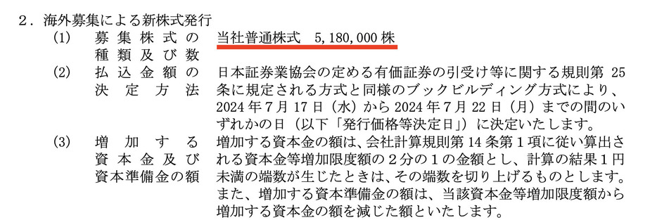 画像：GENDA「海外募集による新株式発行及び株式の海外売出しに係る 発行価格及び売出価格等の決定に関するお知らせ」