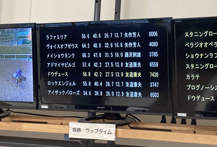 有馬記念へ向けた日曜追い、ドウデュースの時計が表示される（撮影・太田尚樹）