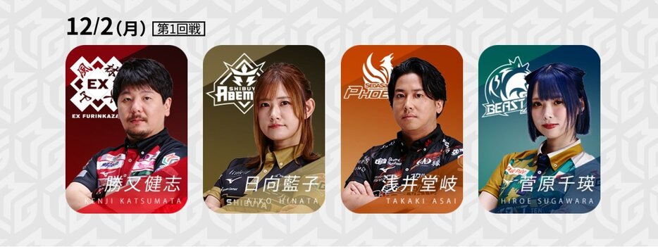 11月2日第1試合の出場選手