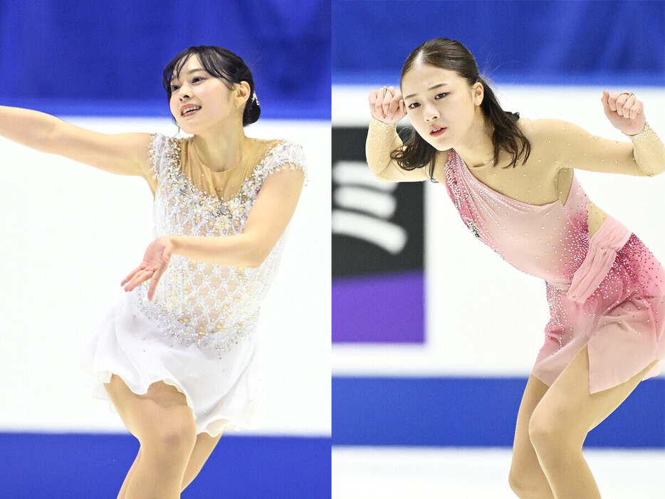 全日本選手権に出場した三宅咲綺（左）と上薗恋奈（右）