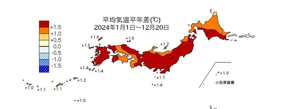 平年差（比）（2024 年）（12 月 20 日までのデータによる）