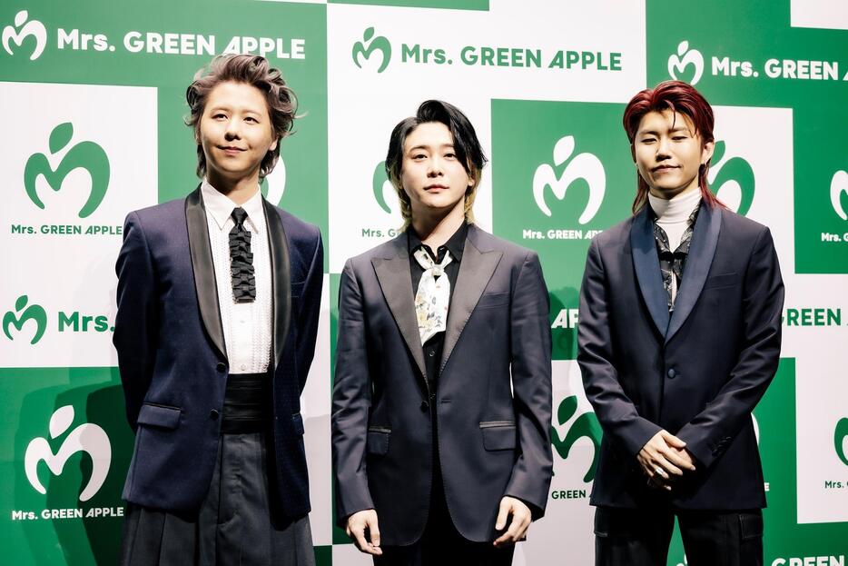 Mrs. GREEN APPLEの記者発表より　（左から）藤澤涼架、大森元貴、若井滉斗 （撮影：藤井 拓）