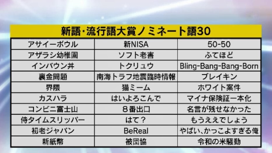 新語・流行語大賞ノミネート語30