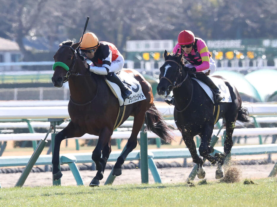 中山5R、2歳新馬戦を制したブラックジェダイトと佐々木騎手（撮影・丹羽敏通）