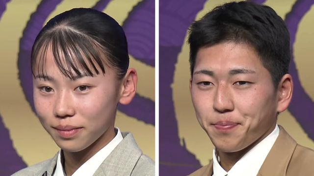 左から久保凛選手と落合晃選手