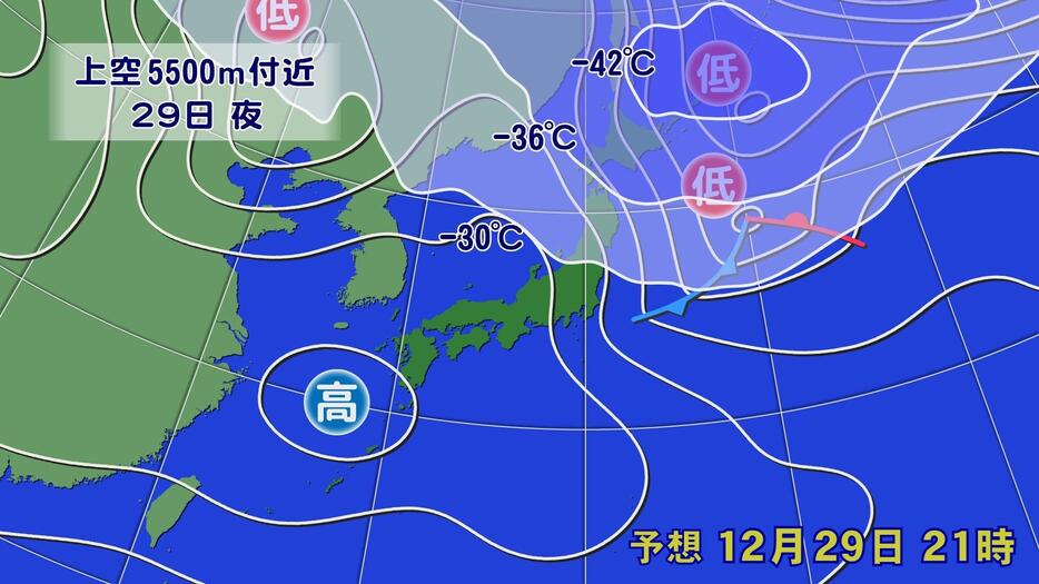 29日(日)21時の予想天気図