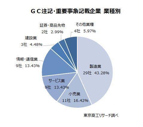 GC注記・重要事象記載企業　業種別