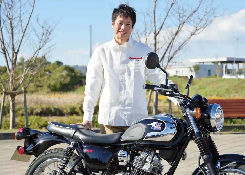 W230／メグロS1開発リーダーの高谷聡志さん。これまでKLX150／300などの開発に携わってきた。