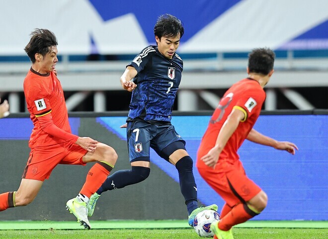 中国代表は、W杯予選で日本代表に０－７、１－３と連敗を喫した。写真：梅月智史（サッカーダイジェスト写真部／現地特派）