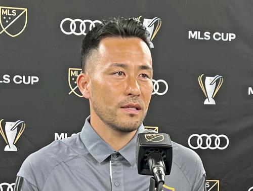 ＭＬＳカップへの意気込みを語る吉田麻也＝帯津智昭撮影