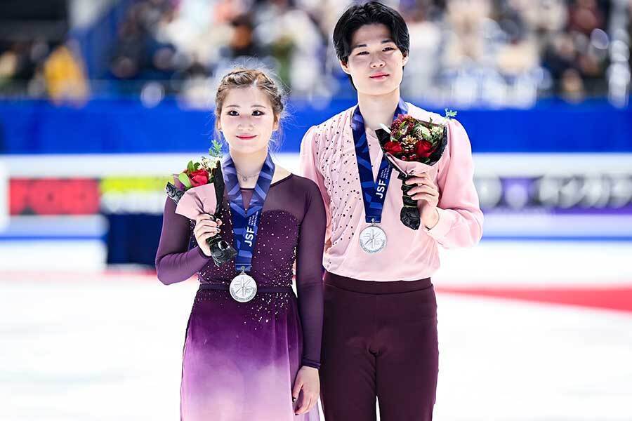 全日本選手権で2位の田中梓沙、西山真瑚組【写真：中戸川知世】