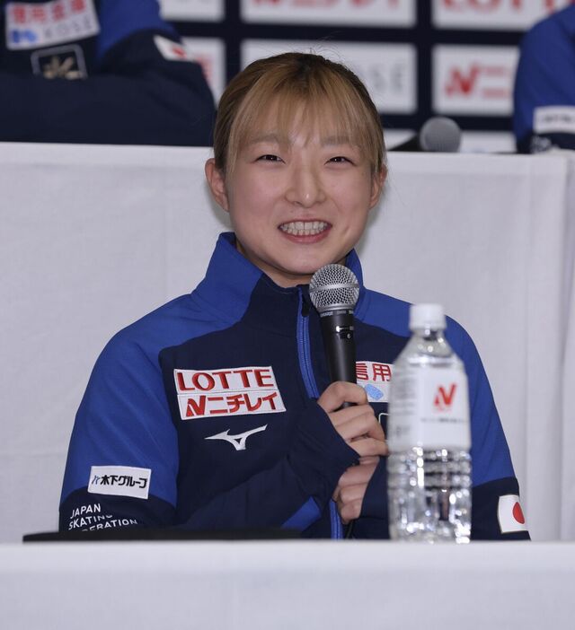 会見に出席した坂本花織（カメラ・岩田　大補）