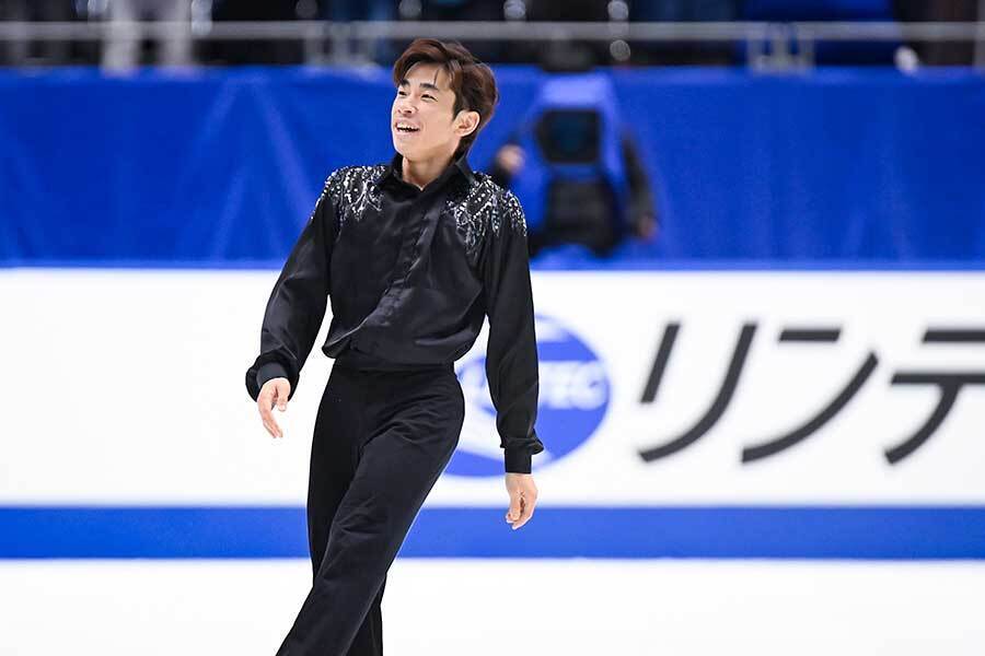 演技後に清々しい笑顔を浮かべた織田信成【写真：中戸川知世】