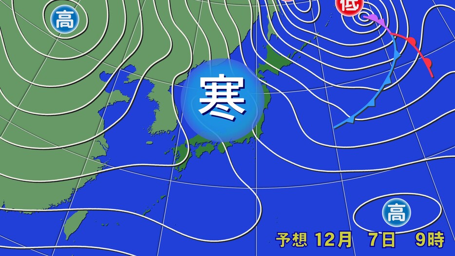 7日(土)朝9時の予想天気図