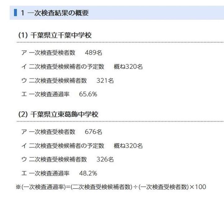 一次検査結果の概要