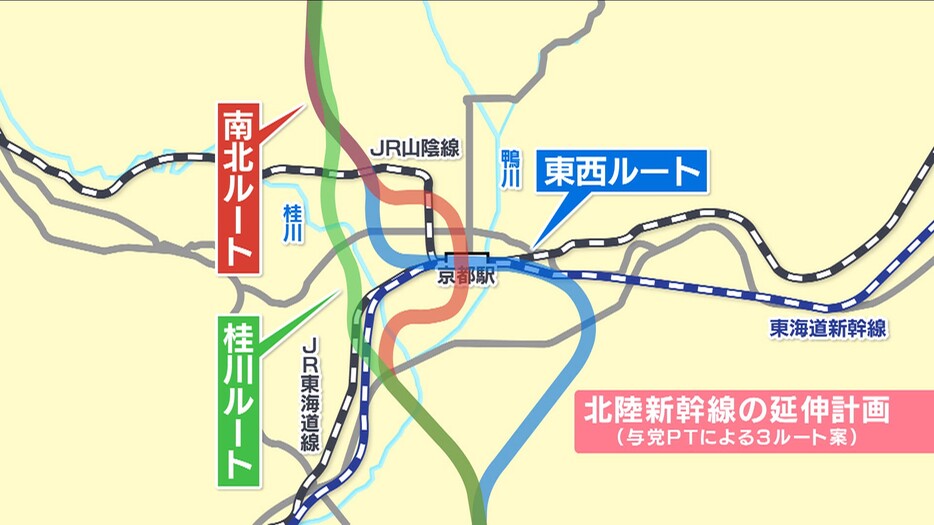 北陸新幹線の延伸計画３ルート案