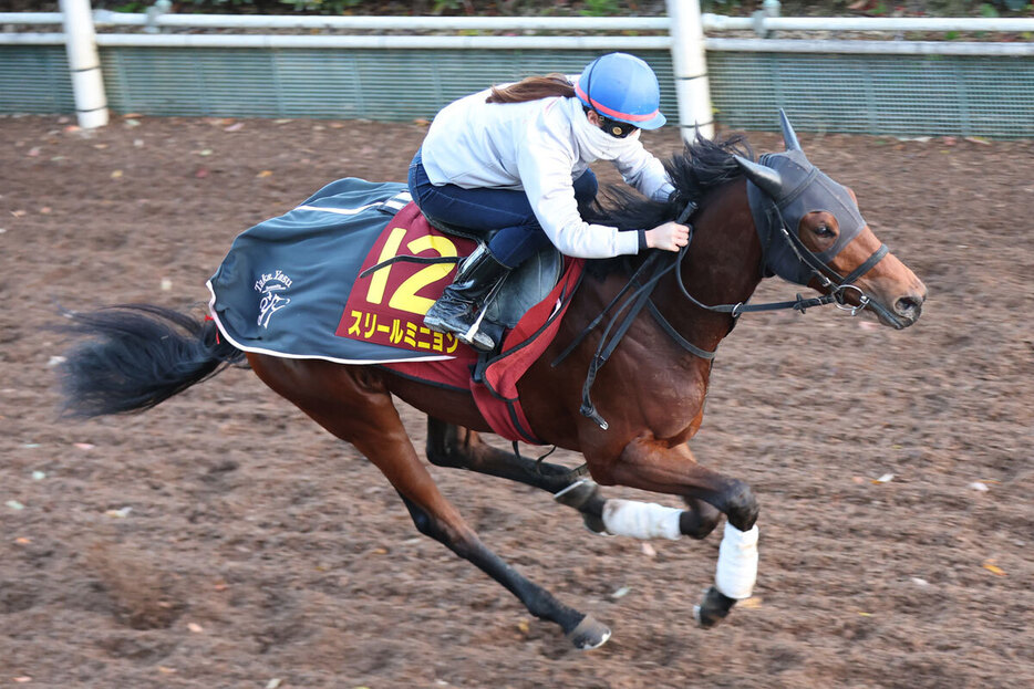 スリールミニョンの１週前追い切りに騎乗した永島まなみ（１１月２８日撮影）