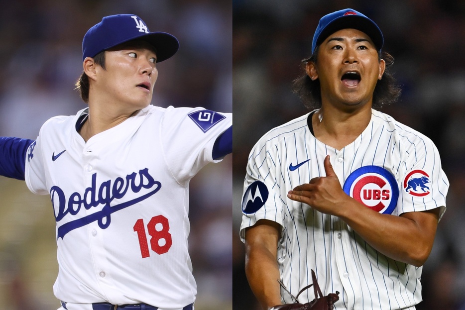 メジャー1年目の山本（左）と今永（右）は先発ローテの主軸として活躍した。(C) Getty Images