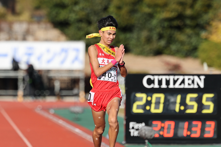 全国高校駅伝で2位だった福岡・大牟田（7区村上遵世）