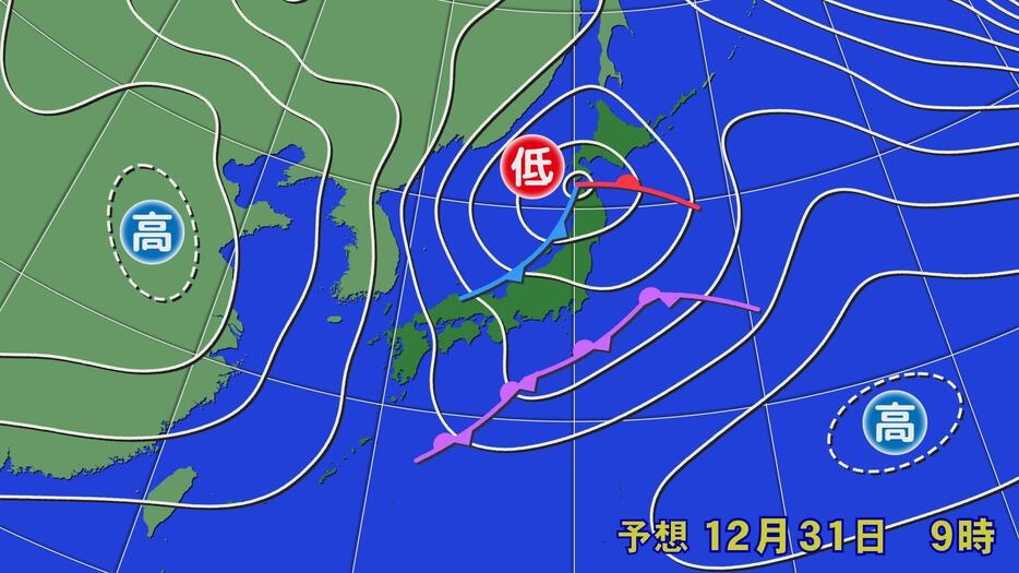 31日(火)朝9時の予想天気図