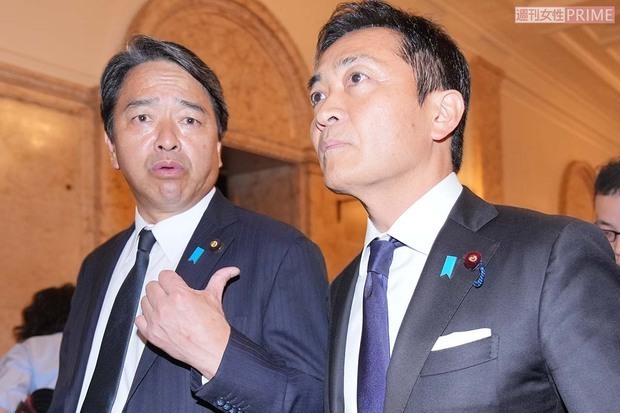 玉木氏の不倫発覚の日もともに行動する国民民主党、玉木雄一郎代表と榛葉賀津也幹事長（2024年11月11日）