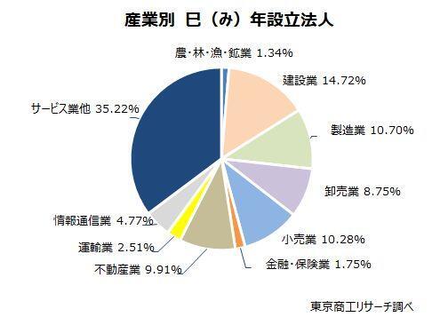 産業別 巳（み）年　設立法人