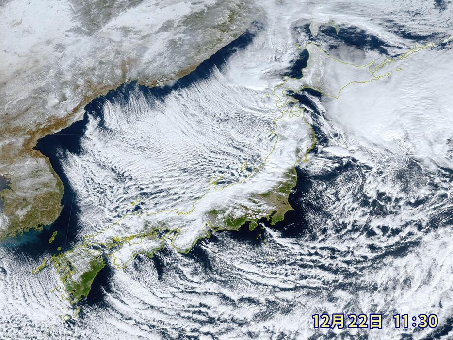 22日(日)午前11時半現在の雲画像