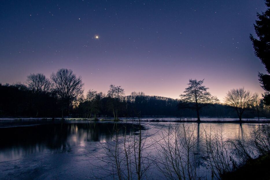 夕暮れの空に輝く金星（Shutterstock.com）