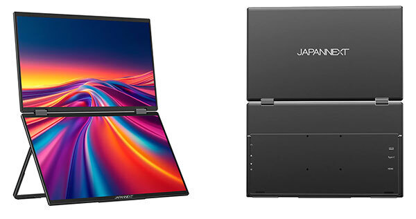 JAPANNEXT、フルHD対応の15.6インチIPSパネル×2枚を備えたデュアルモバイル液晶ディスプレイを発売