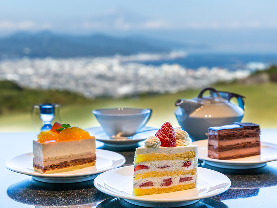 広大な庭園の中にある別棟にあるガーデンラウンジで味わえるケーキセットプラン