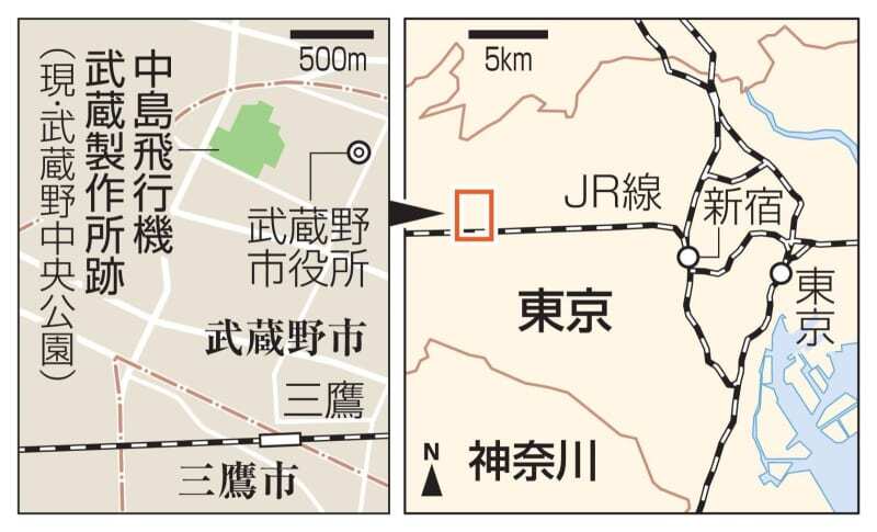 中島飛行機武蔵製作所があった場所の地図