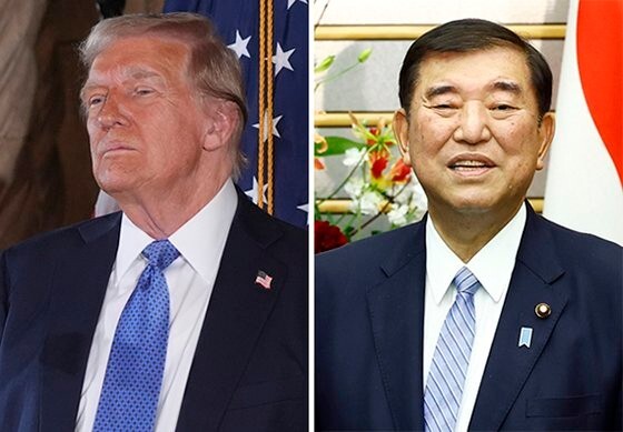 トランプ次期大統領（左）と石破茂首相　中央フォト