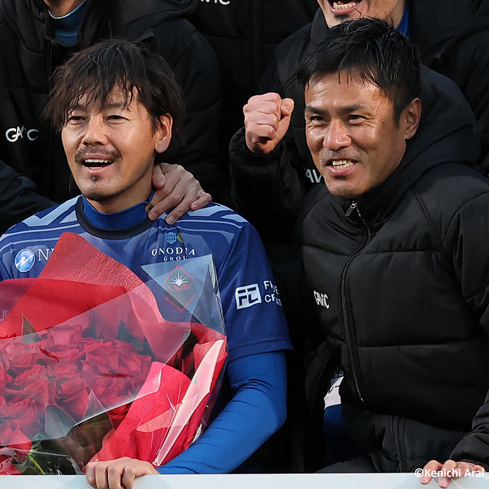 松井大輔氏と駒野友一氏(C)Kenichi Arai