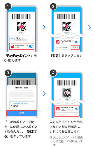 決済時に使用するPayPayポイントのポイント数を指定できるように