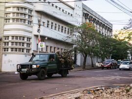 Military police patrol the streets following protests in Maputo, Mozambique, on Nov. 28.