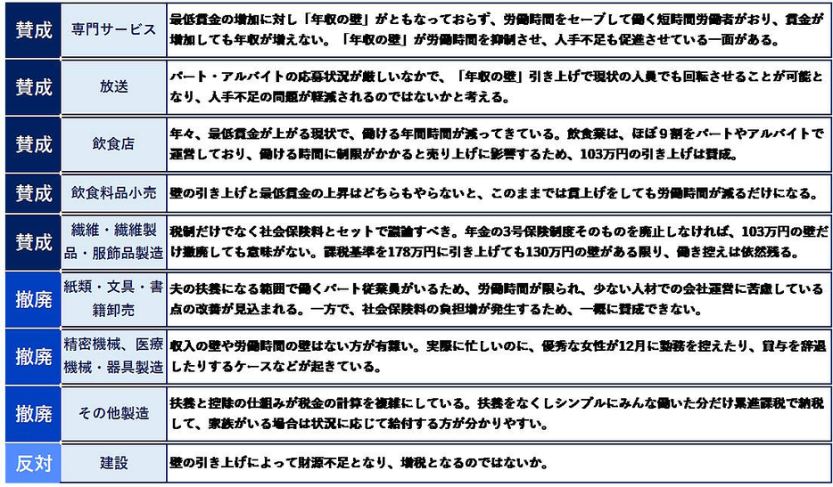 「年収103万円の壁」に関する見解