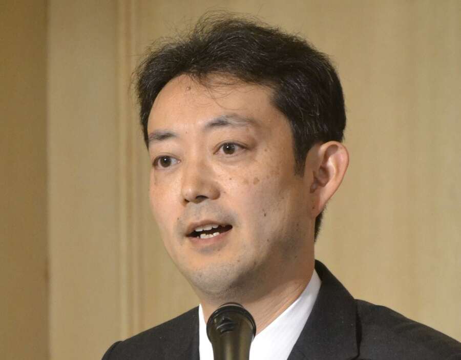 再選出馬を正式表明した千葉県の熊谷俊人知事＝16日、千葉市中央区のオークラ千葉ホテル（岡田浩明撮影）