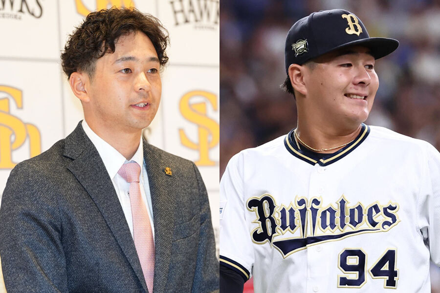 契約更改交渉に臨んだソフトバンク・川瀬晃（左）とオリックス・川瀬堅斗【写真：冨田成美、栗木一考】