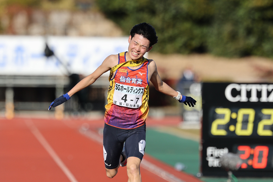 24年全国高校駅伝男子で3位だった宮城・仙台育英（7区森尻悠翔）