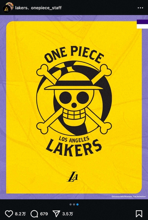 レイカーズの公式インスタグラム（＠lakers）から