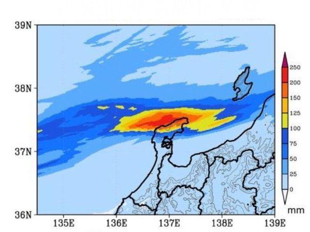 奥能登豪雨のシミュレーション（当時の状況を再現）　気象研究所より