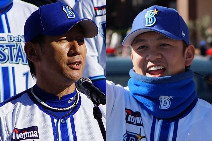 DeNAを率いる三浦監督とブルペンのリーダー格・山﨑。写真：萩原孝弘